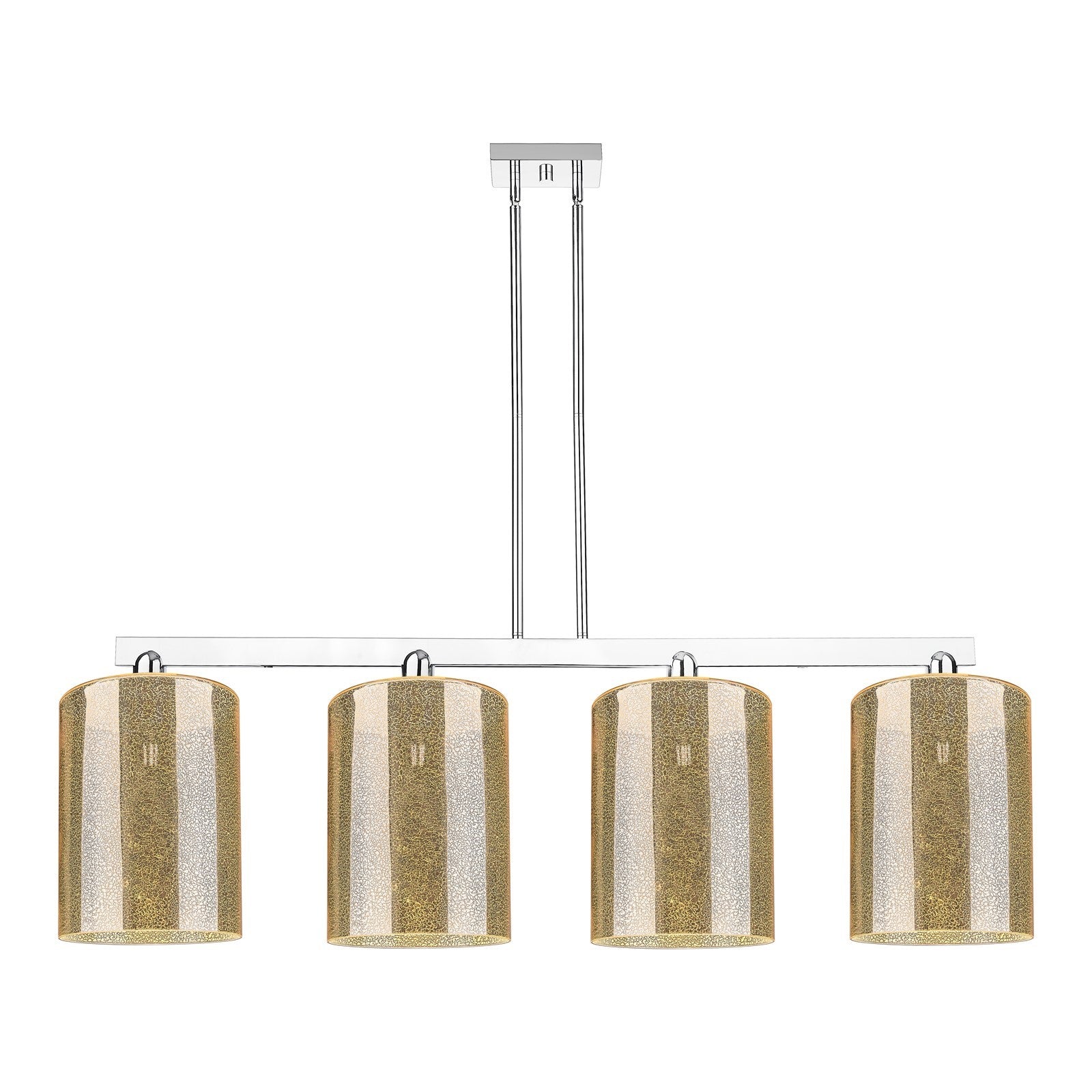 Innovations Cobbleskill 52in 4-Light Island Light | Industrial Polished Chrome Steel and Mercury Glass | Kitchen Island & Dining | Model 716-4I-PC-G116-L