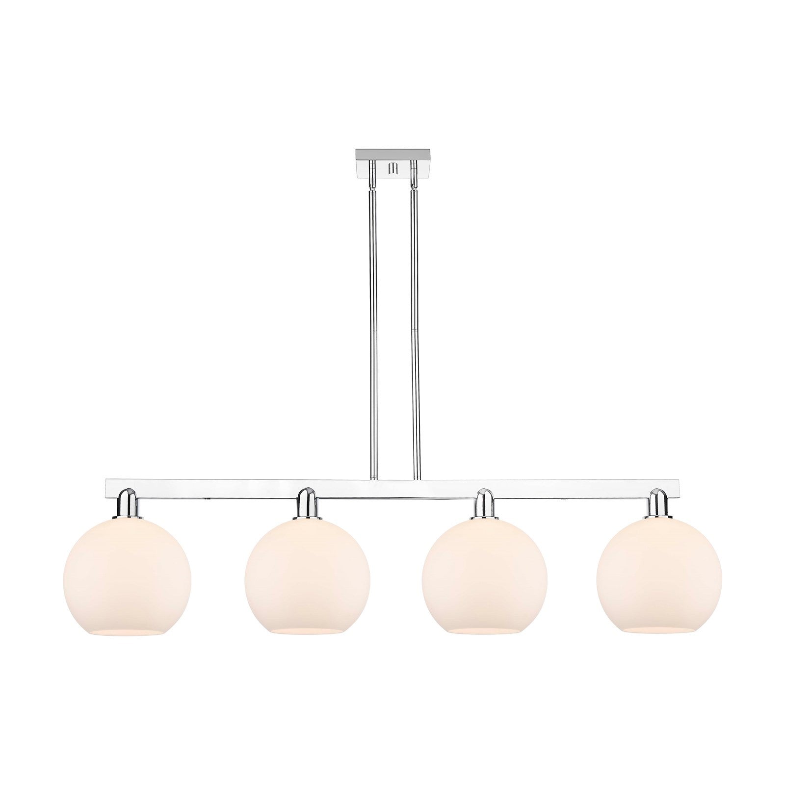Innovations Athens 53in 4-Light Island Light | Industrial Polished Chrome and Matte White Glass | Kitchen Island & Dining Room | Model 716-4I-PC-G121-10