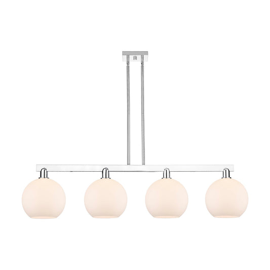 Innovations Athens 53in 4-Light Island Light | Industrial Polished Chrome and Matte White Glass | Kitchen Island & Dining Room | Model 716-4I-PC-G121-10