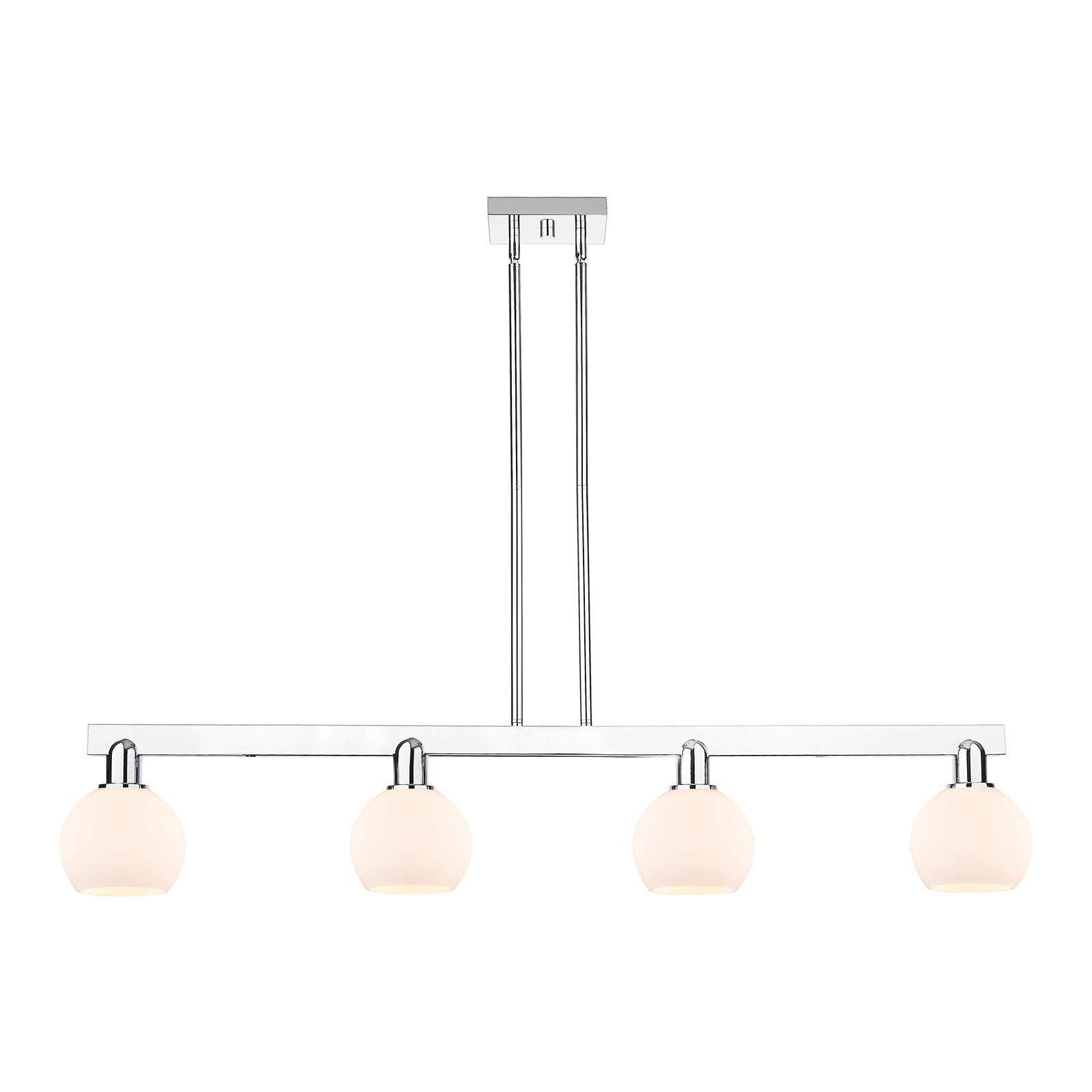 Innovations Athens 49in 4-Light Island Light | Industrial Polished Chrome and Matte White Glass | Kitchen Island & Dining Room | Model 716-4I-PC-G121-6