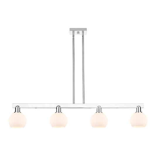 Innovations Athens 49in 4-Light Island Light | Industrial Polished Chrome and Matte White Glass | Kitchen Island & Dining Room | Model 716-4I-PC-G121-6