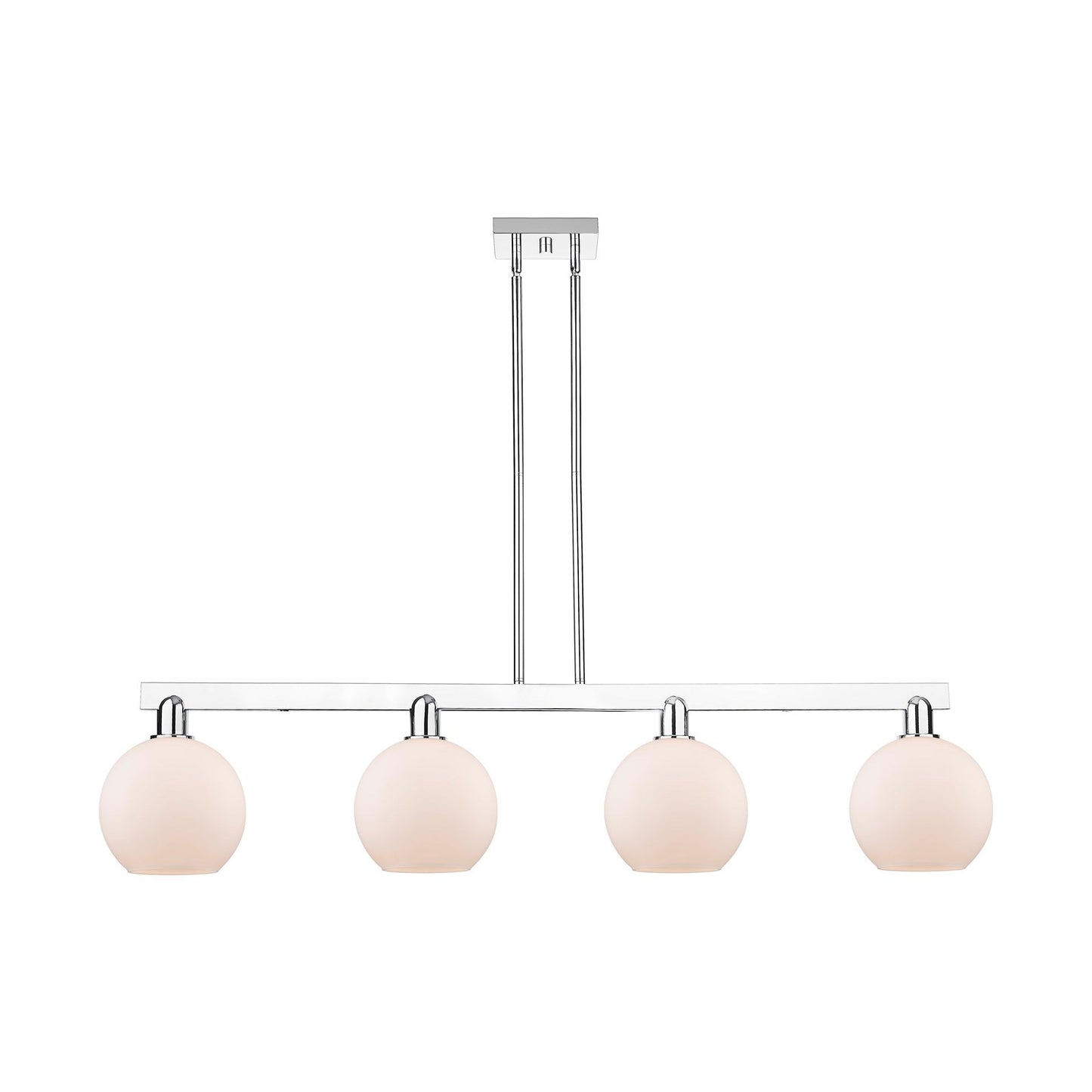 Innovations Athens 51in 4-Light Island Light | Industrial Polished Chrome Steel and Matte White Glass | Kitchen Island & Dining | Model 716-4I-PC-G121-8