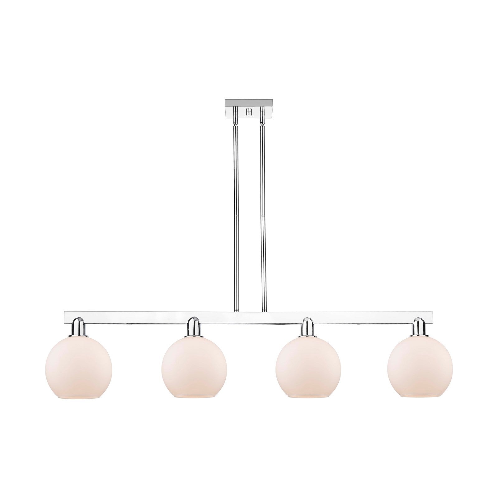Innovations Athens 51in 4-Light Island Light | Industrial Polished Chrome Steel and Matte White Glass | Kitchen Island & Dining | Model 716-4I-PC-G121-8