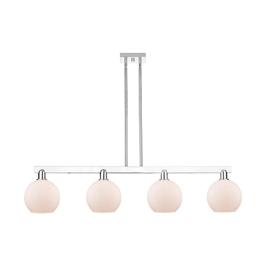 Innovations Athens 51in 4-Light Island Light | Industrial Polished Chrome Steel and Matte White Glass | Kitchen Island & Dining | Model 716-4I-PC-G121-8