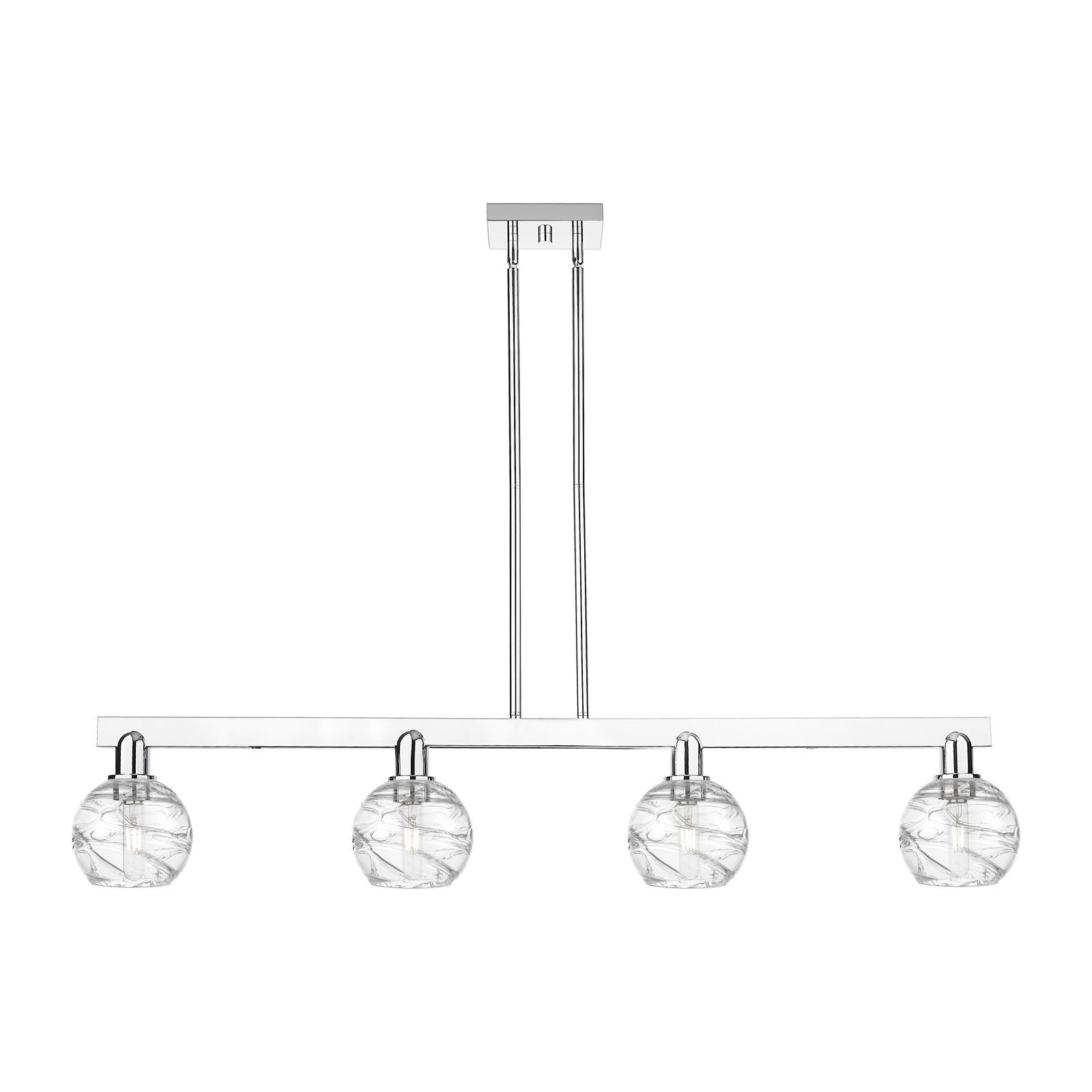 Innovations Athens Deco Swirl 48in 4-Light Island Light | Industrial Polished Chrome Steel and Clear Deco Swirl Glass | Model 716-4I-PC-G1213-6CL
