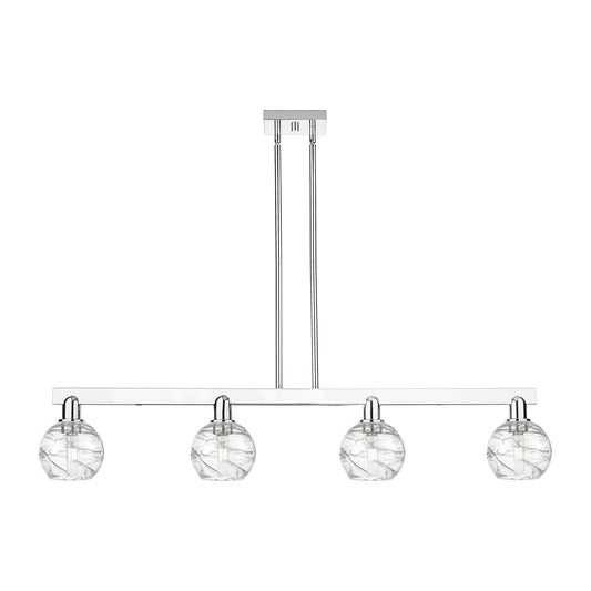 Innovations Athens Deco Swirl 48in 4-Light Island Light | Industrial Polished Chrome Steel and Clear Deco Swirl Glass | Model 716-4I-PC-G1213-6CL