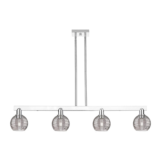 Innovations Athens Deco Swirl 48in 4-Light Island Light | Industrial Polished Chrome and Light Smoke Glass | Kitchen Island & | Model 716-4I-PC-G1213-6SM