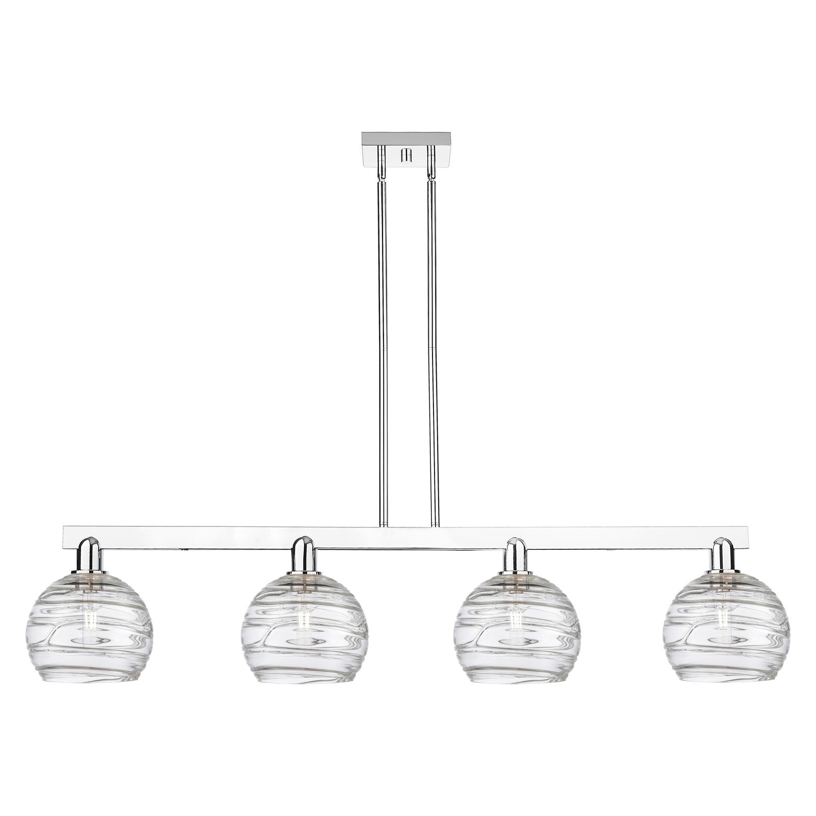 Innovations Athens Deco Swirl 51in 4-Light Island Light | Industrial Polished Chrome and Clear Deco Swirl Glass | Kitchen | Model 716-4I-PC-G1213-8CL