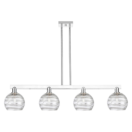 Innovations Athens Deco Swirl 51in 4-Light Island Light | Industrial Polished Chrome and Clear Deco Swirl Glass | Kitchen | Model 716-4I-PC-G1213-8CL