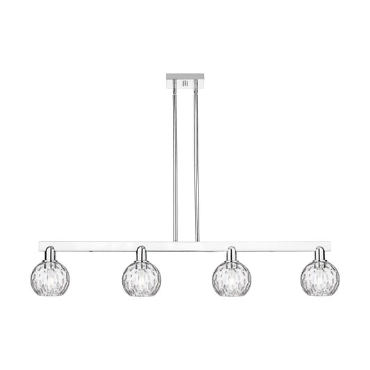 Innovations Athens Water Glass 49in 4-Light Island Light | Industrial Polished Chrome Steel and Clear Water Glass | Kitchen | Model 716-4I-PC-G1215-6