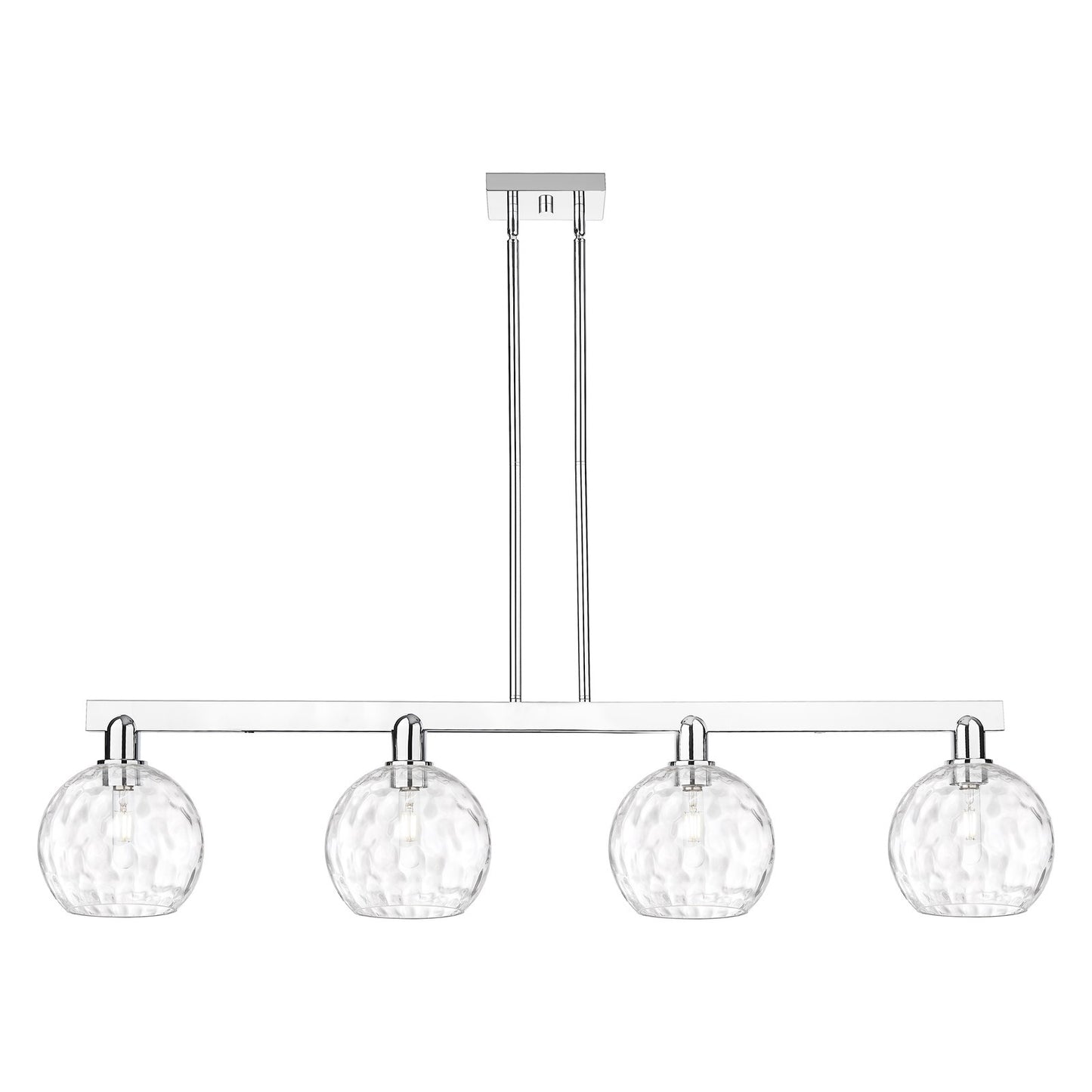 Innovations Athens Water Glass 51in 4-Light Island Light | Industrial Polished Chrome and Clear Glass | Kitchen Island & Dining | Model 716-4I-PC-G1215-8