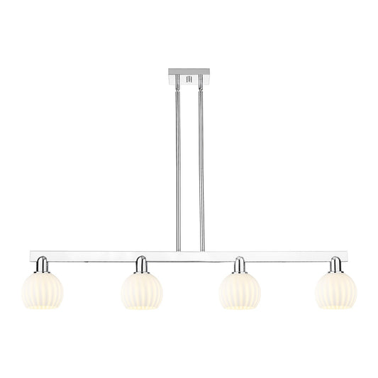 Innovations Lighting White Venetian 49in 4-Light Island Light | Industrial Polished Chrome and White Venetian Glass | Kitchen | Model 716-4I-PC-G1217-6WV