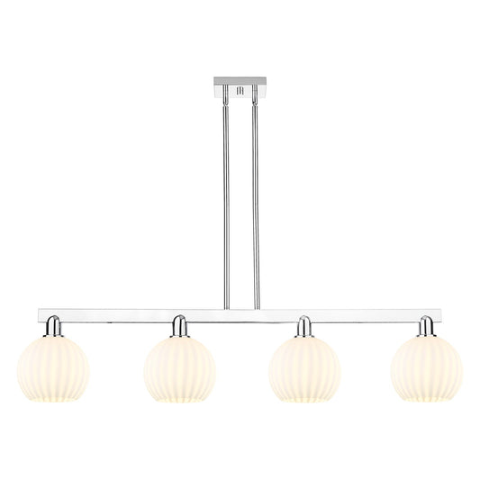 Innovations Lighting Arcadia 48in 4-Light Island Light | Modern Contemporary Polished Chrome and White Venetian Glass | Model 716-4I-PC-G1217-8WV