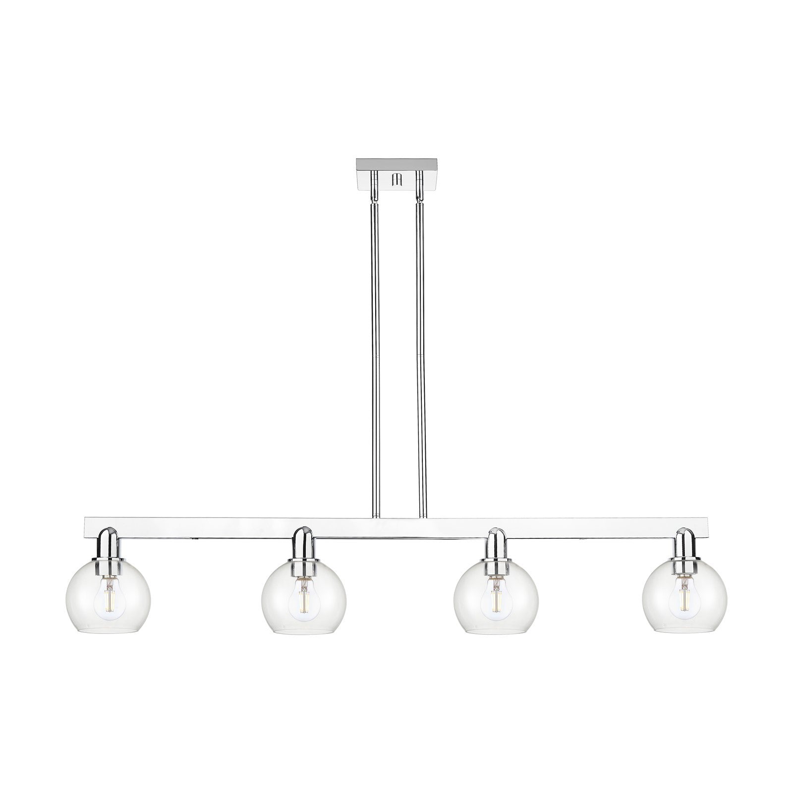 Innovations Athens 49in 4-Light Island Light | Industrial Polished Chrome Steel and Clear Glass | Kitchen Island | Model 716-4I-PC-G122-6