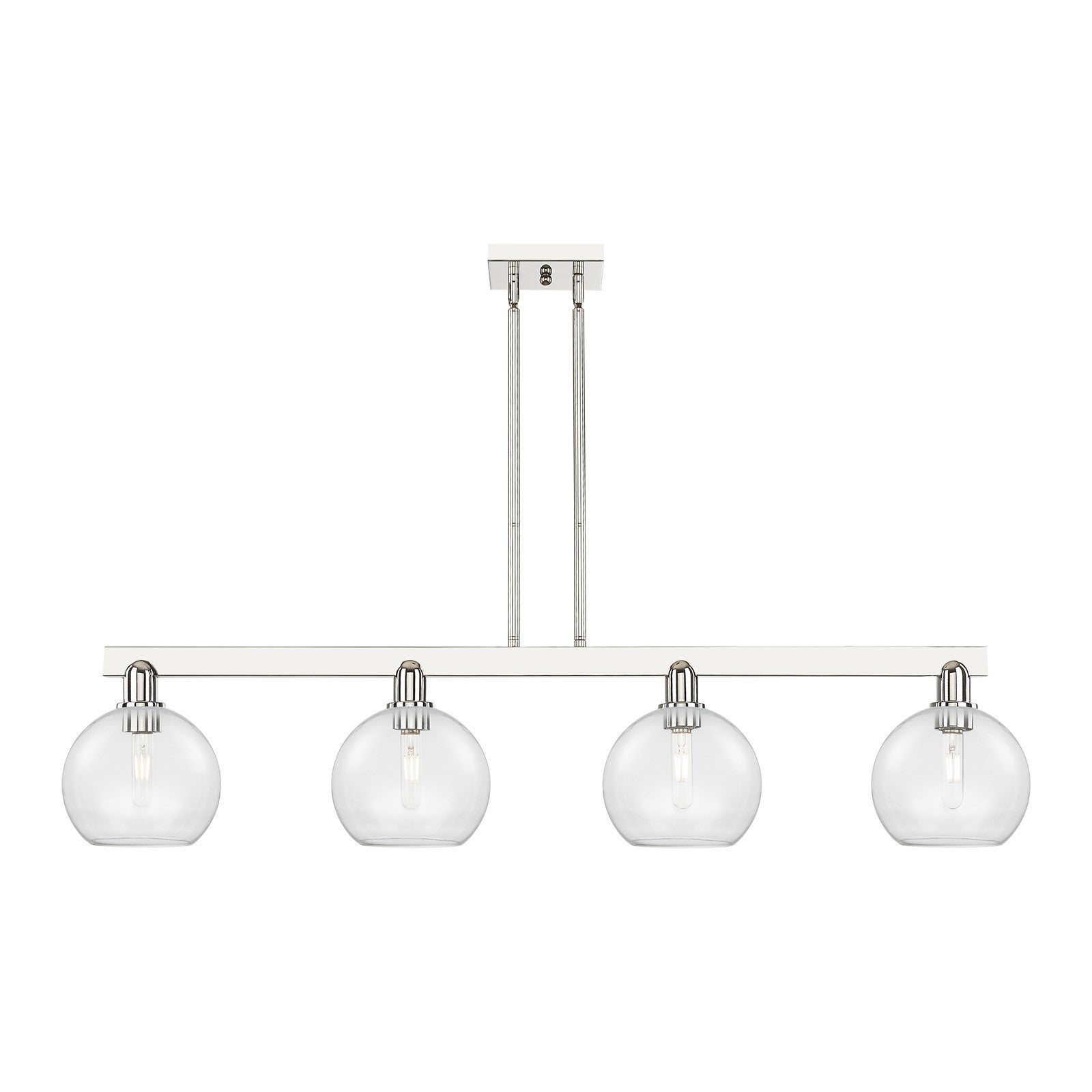 Innovations Athens 51in 4-Light Island Light | Industrial Polished Chrome Steel and Clear Glass | Kitchen Island & Dining Room | Model 716-4I-PC-G122-8