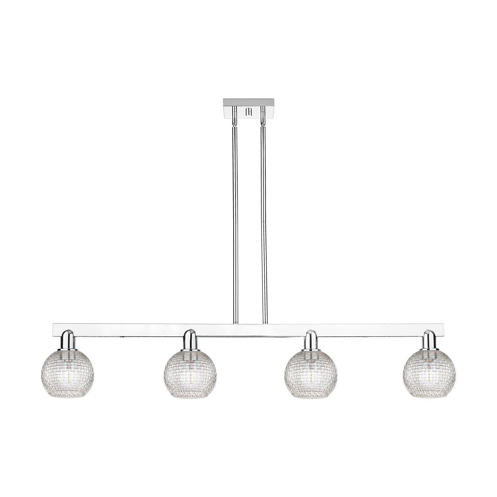 Innovations Athens 49in 4-Light Island Light | Industrial Modern Polished Chrome and Clear Basket Weave Glass | Kitchen Island | Model 716-4I-PC-G122C-6CL