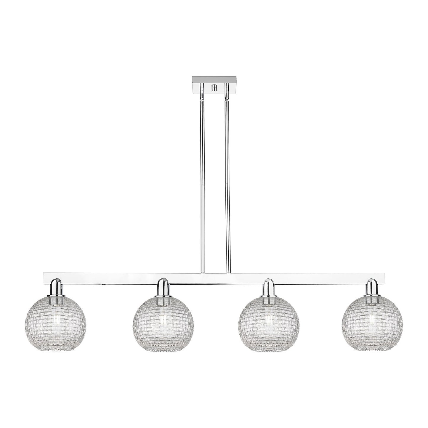 Innovations Athens 51in 4-Light Island Light | Industrial Polished Chrome and Clear Basket Weave Glass | Kitchen Island & | Model 716-4I-PC-G122C-8CL