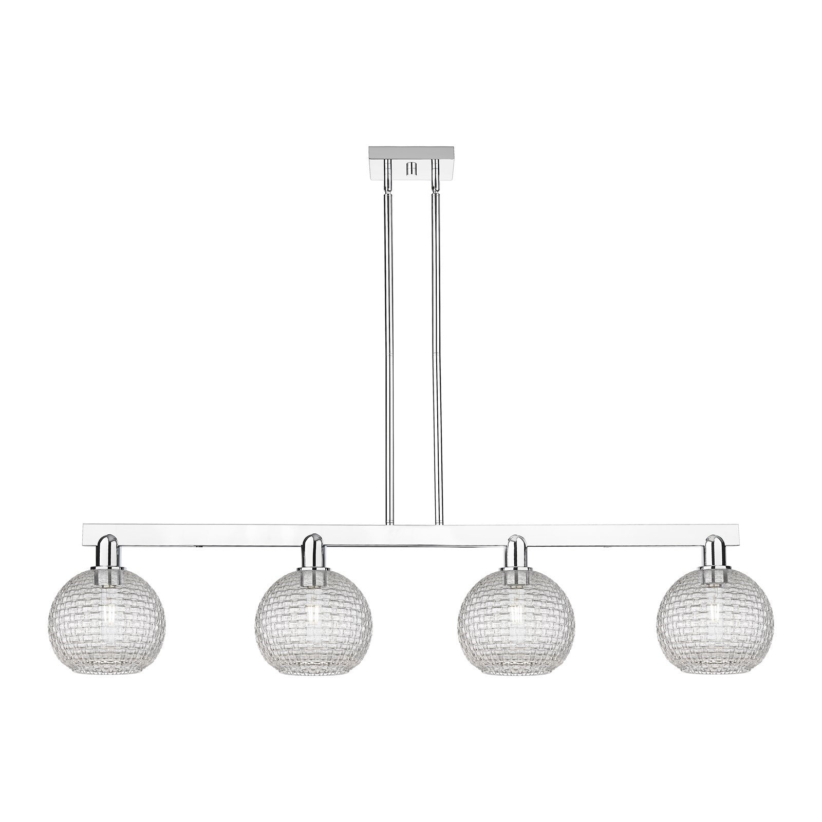 Innovations Athens 51in 4-Light Island Light | Industrial Polished Chrome and Clear Basket Weave Glass | Kitchen Island & | Model 716-4I-PC-G122C-8CL