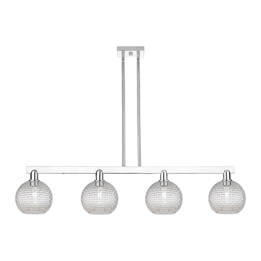 Innovations Athens 51in 4-Light Island Light | Industrial Polished Chrome and Clear Basket Weave Glass | Kitchen Island & | Model 716-4I-PC-G122C-8CL