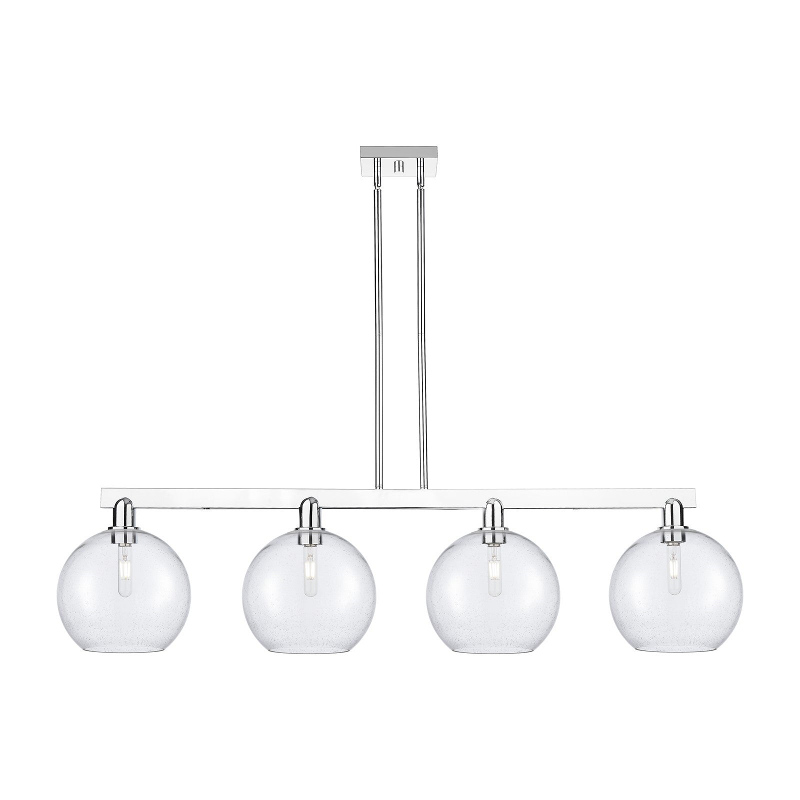 Innovations Athens 53in 4-Light Island Light | Industrial Polished Chrome Steel and Seedy Glass | Kitchen Island & Dining Room | Model 716-4I-PC-G124-10