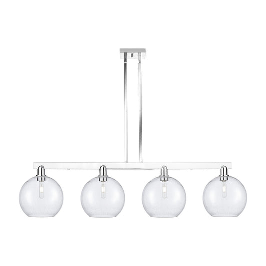 Innovations Athens 53in 4-Light Island Light | Industrial Polished Chrome Steel and Seedy Glass | Kitchen Island & Dining Room | Model 716-4I-PC-G124-10