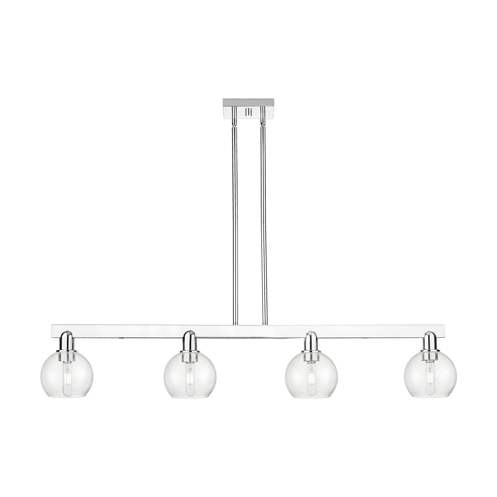 Innovations Athens 49in 4-Light Island Light | Industrial Polished Chrome Steel and Seedy Glass | Kitchen Island & Dining Room | Model 716-4I-PC-G124-6