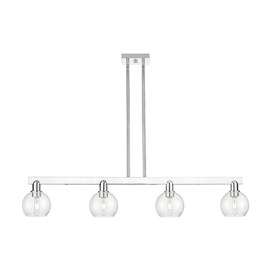 Innovations Athens 49in 4-Light Island Light | Industrial Polished Chrome Steel and Seedy Glass | Kitchen Island & Dining Room | Model 716-4I-PC-G124-6
