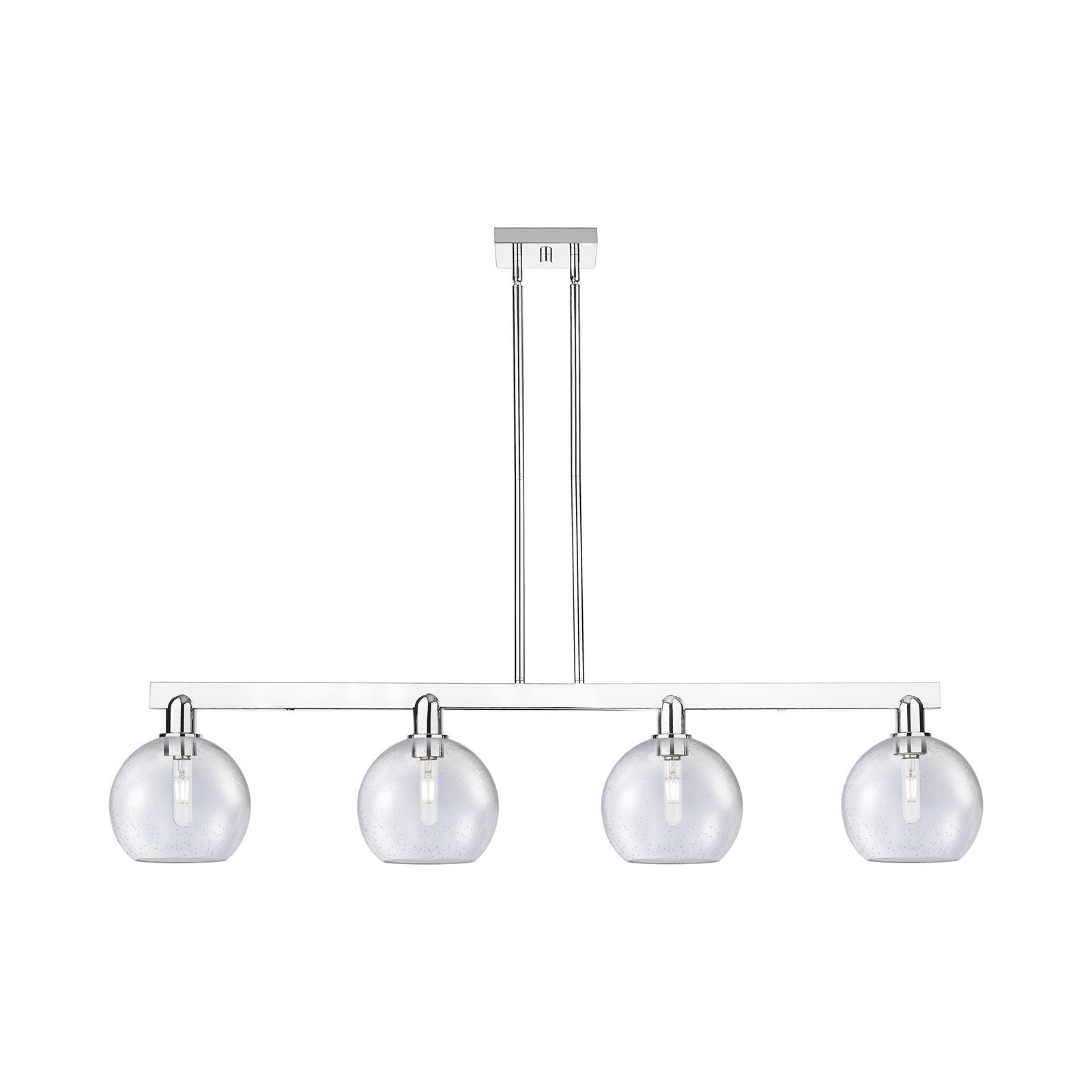 Innovations Athens 51in 4-Light Island Light | Industrial Polished Chrome Steel and Seedy Glass | Kitchen Island & Dining Room | Model 716-4I-PC-G124-8