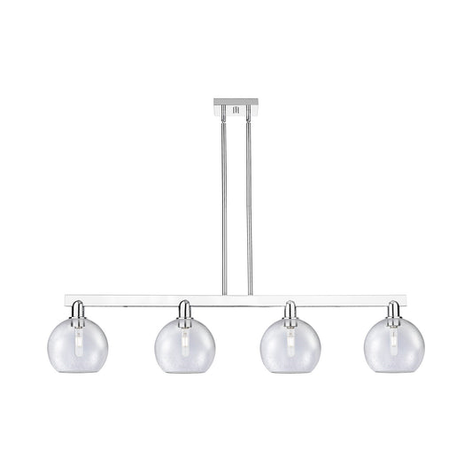Innovations Athens 51in 4-Light Island Light | Industrial Polished Chrome Steel and Seedy Glass | Kitchen Island & Dining Room | Model 716-4I-PC-G124-8