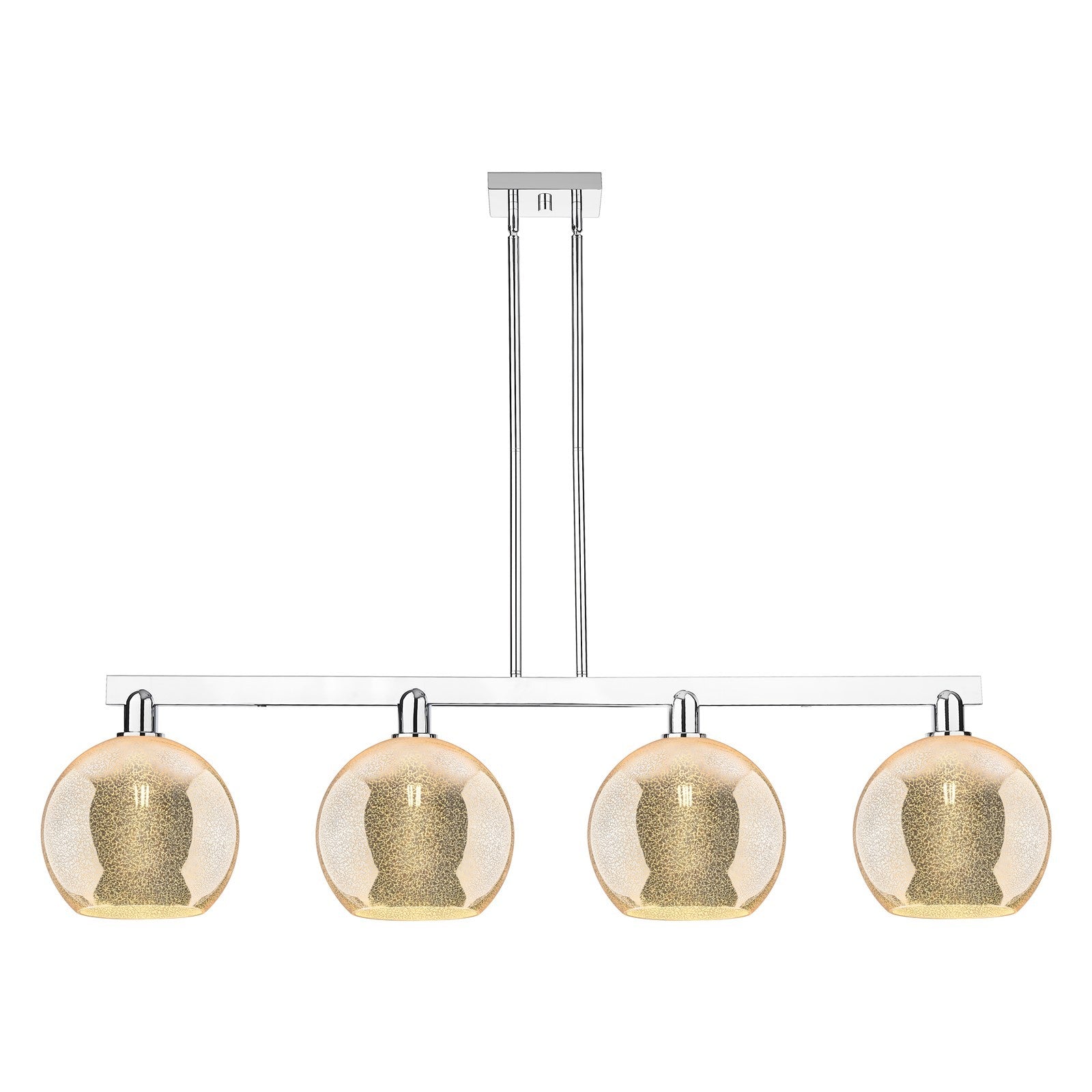 Innovations Athens 53in 4-Light Island Light | Industrial Polished Chrome Steel and Mercury Glass | Kitchen Island & Dining Room | Model 716-4I-PC-G128-10