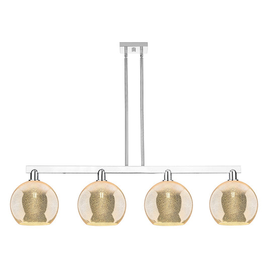 Innovations Athens 53in 4-Light Island Light | Industrial Polished Chrome Steel and Mercury Glass | Kitchen Island & Dining Room | Model 716-4I-PC-G128-10