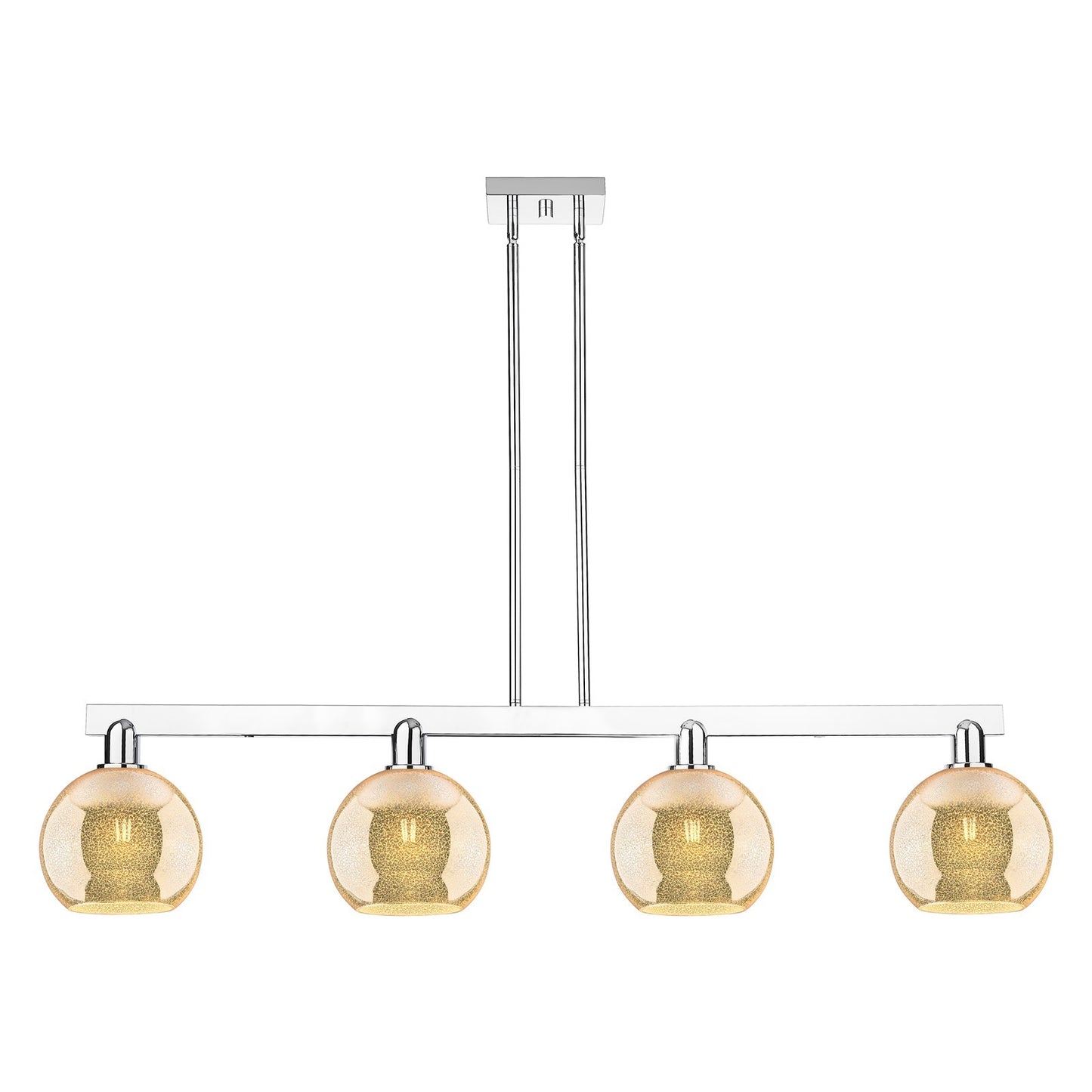 Innovations Athens 51in 4-Light Island Light | Industrial Polished Chrome Steel and Mercury Glass | Kitchen Island & Dining Room | Model 716-4I-PC-G128-8