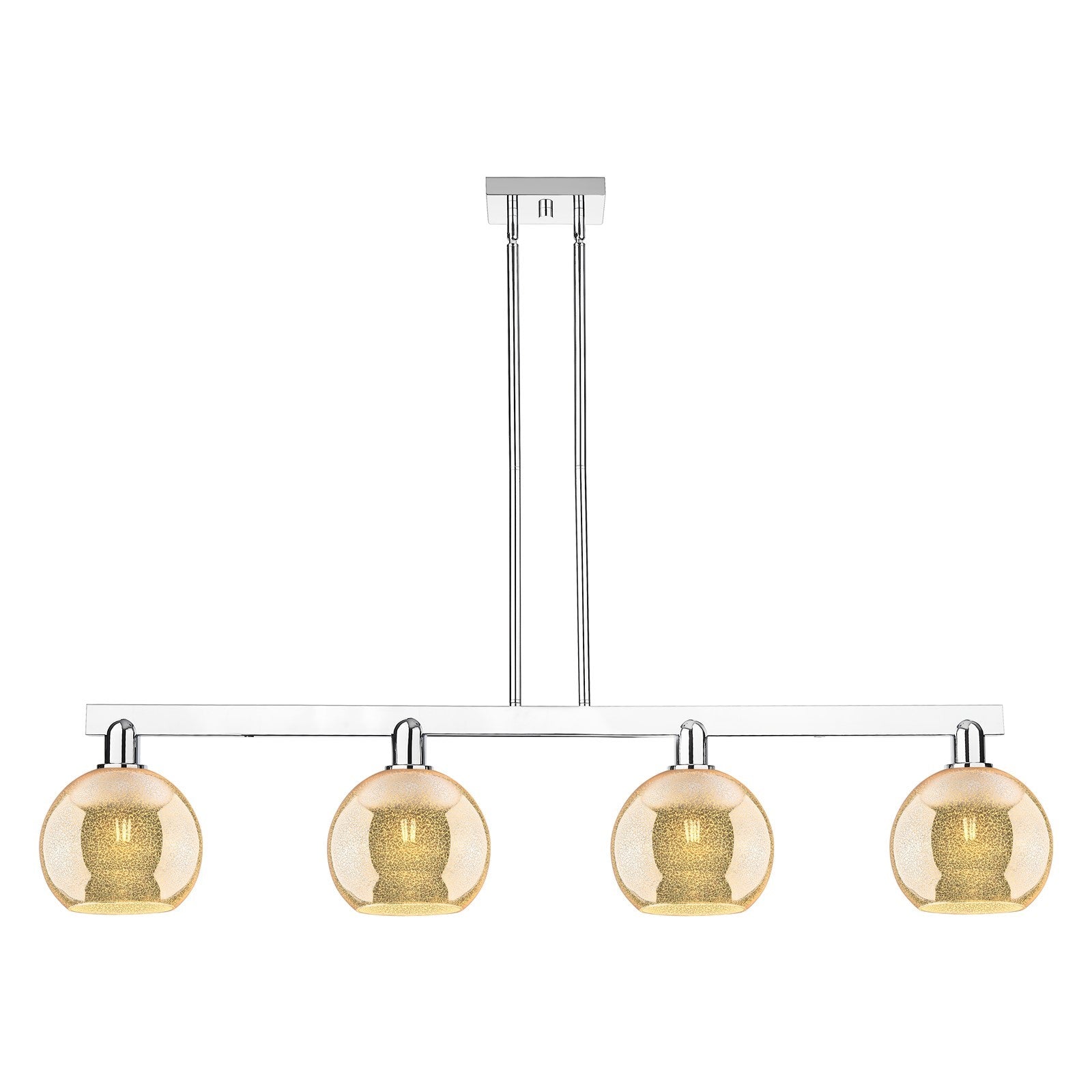 Innovations Athens 51in 4-Light Island Light | Industrial Polished Chrome Steel and Mercury Glass | Kitchen Island & Dining Room | Model 716-4I-PC-G128-8