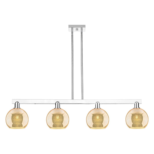 Innovations Athens 51in 4-Light Island Light | Industrial Polished Chrome Steel and Mercury Glass | Kitchen Island & Dining Room | Model 716-4I-PC-G128-8