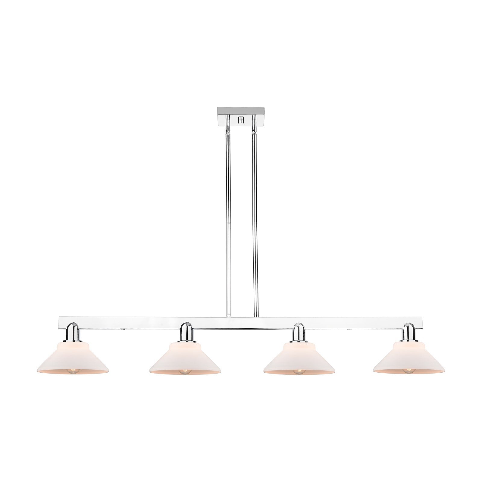 Innovations Orwell 51in 4-Light Island Light | Industrial Polished Chrome and Matte White Glass | Kitchen Island & Dining Room | Model 716-4I-PC-G131