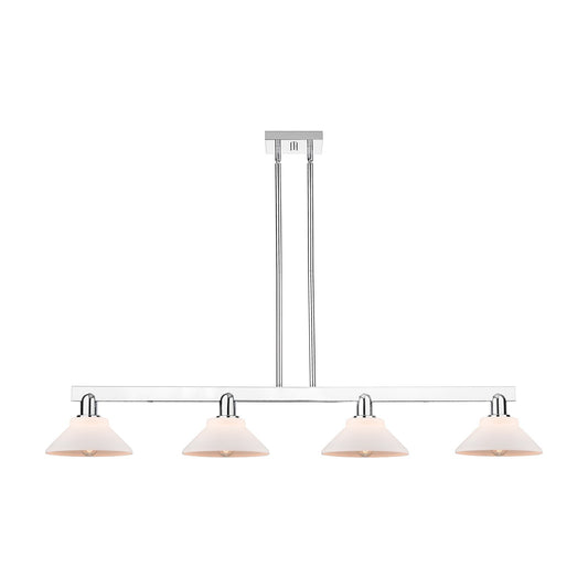 Innovations Orwell 51in 4-Light Island Light | Industrial Polished Chrome and Matte White Glass | Kitchen Island & Dining Room | Model 716-4I-PC-G131