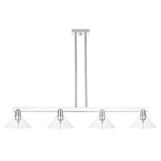 Innovations Orwell 51in 4-Light Island Light | Industrial Polished Chrome and Clear Glass | Kitchen Island & Dining Room | Model 716-4I-PC-G132