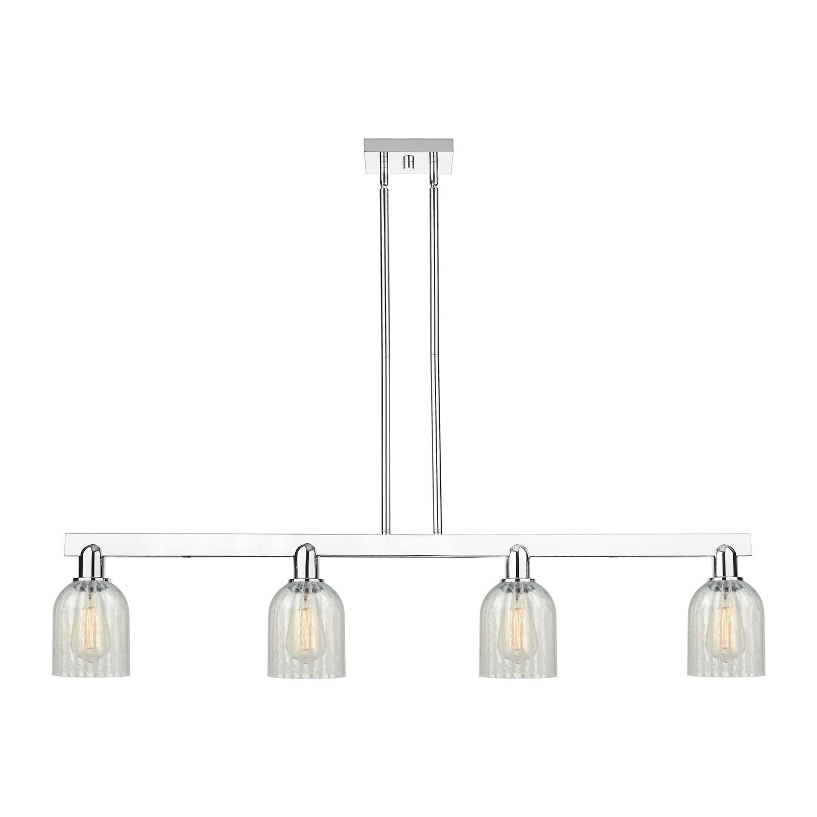 Innovations Caledonia 48in 4-Light Island Light | Industrial Polished Chrome Steel and Mouchette Glass | Kitchen Island & Dining | Model 716-4I-PC-G2511