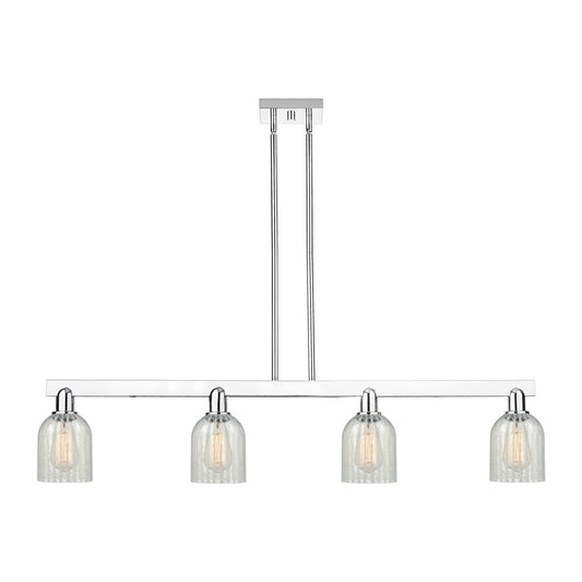 Innovations Caledonia 48in 4-Light Island Light | Industrial Polished Chrome Steel and Mouchette Glass | Kitchen Island & Dining | Model 716-4I-PC-G2511