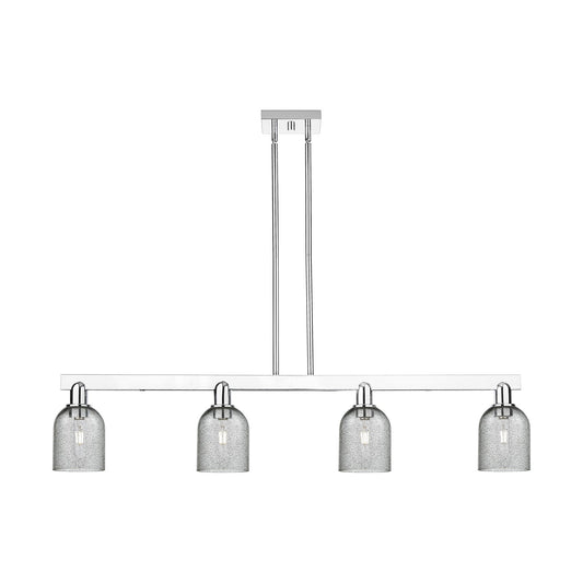 Innovations Caledonia 48in 4-Light Island Light | Industrial Polished Chrome and Charcoal Glass | Kitchen Island & Dining Room | Model 716-4I-PC-G257