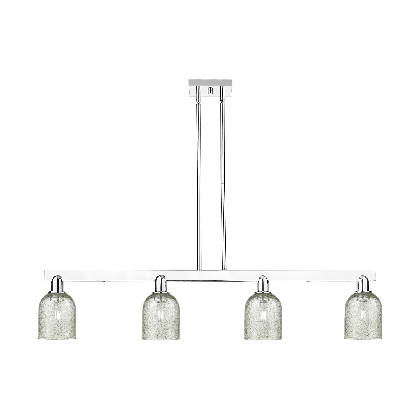 Innovations Caledonia 48in 4-Light Island Light | Industrial Polished Chrome and Mica Glass | Kitchen Island & Dining Room | Model 716-4I-PC-G259