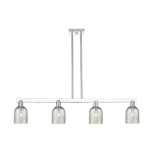 Innovations Caledonia 48in 4-Light Island Light | Industrial Polished Chrome and Mica Glass | Kitchen Island & Dining Room | Model 716-4I-PC-G259