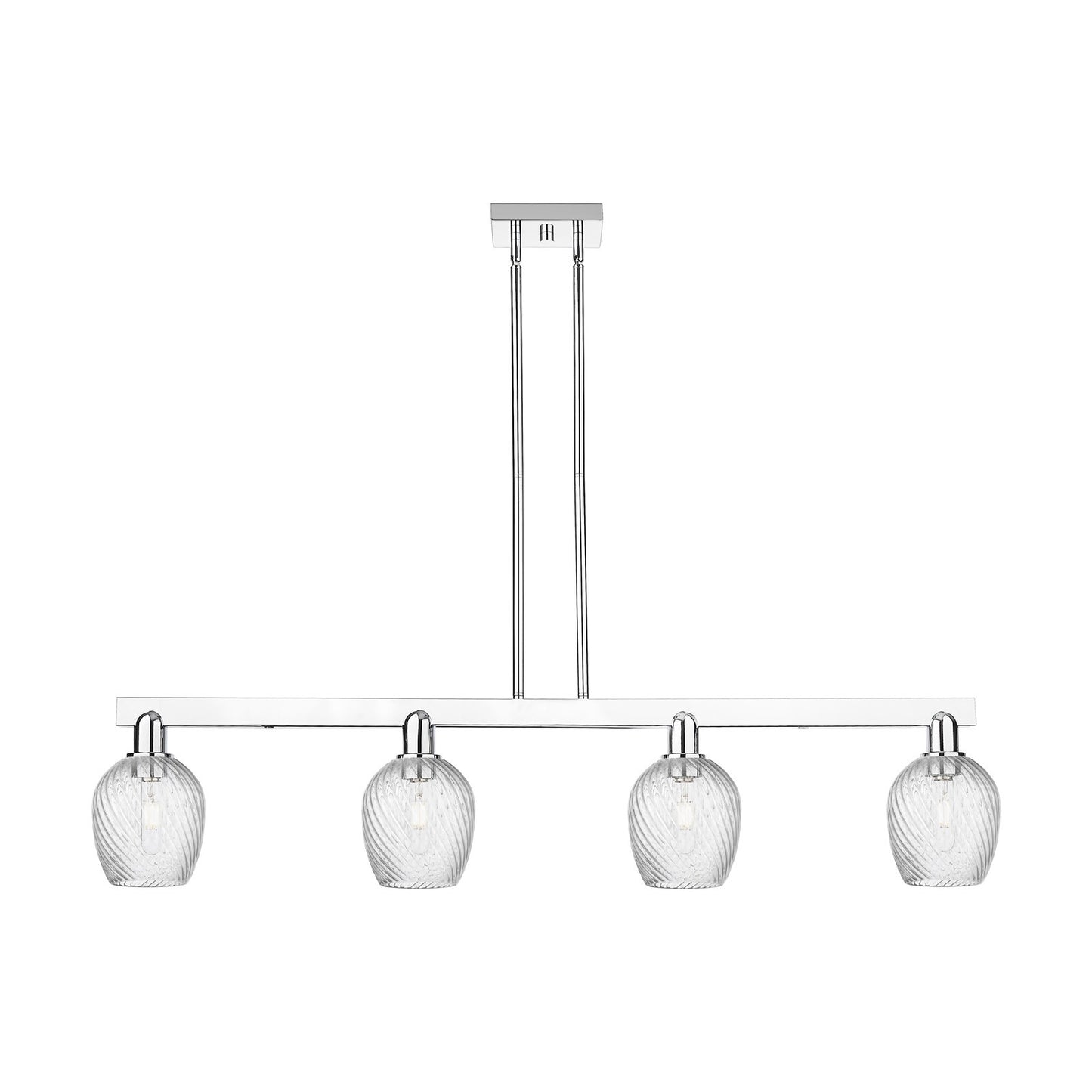 Innovations Salina 48.5in 4-Light Island Light | Industrial Modern Polished Chrome and Clear Spiral Fluted Glass | Kitchen Island & | Model 716-4I-PC-G292