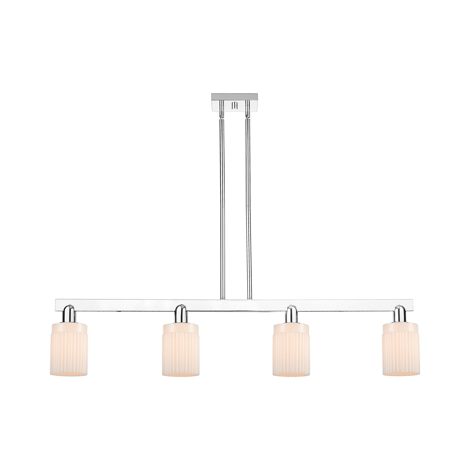 Innovations Hadley 47in 4-Light Island Light | Industrial Polished Chrome and Matte White Ribbed Glass | Kitchen Island & Dining | Model 716-4I-PC-G341