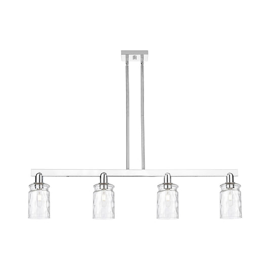 Innovations Candor 48in 4-Light Island Light | Industrial Polished Chrome Steel and Clear Waterglass Glass | Kitchen Island & | Model 716-4I-PC-G352