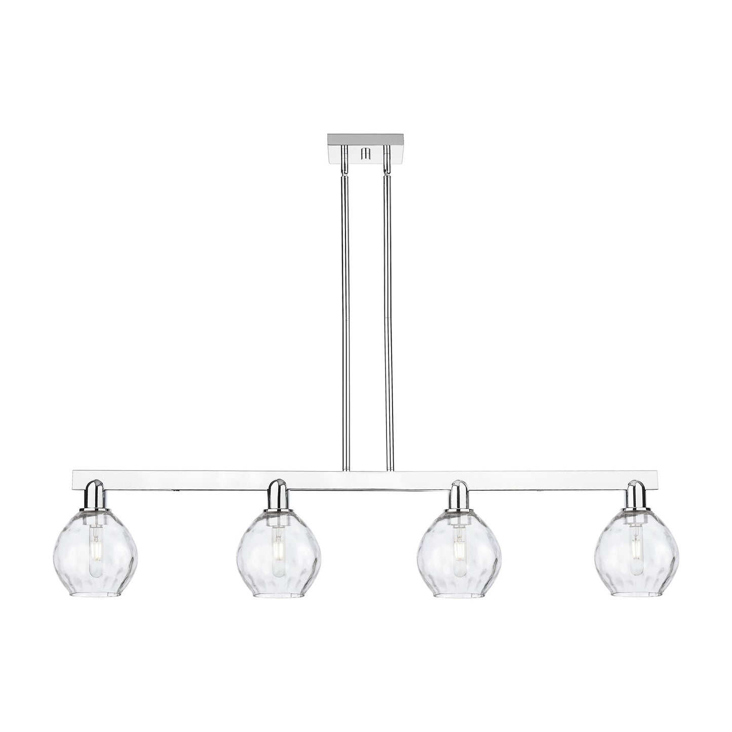 Innovations Waverly 49in 4-Light Island Light | Industrial Polished Chrome and Clear Glass | Kitchen Island & Dining Room | Model 716-4I-PC-G362
