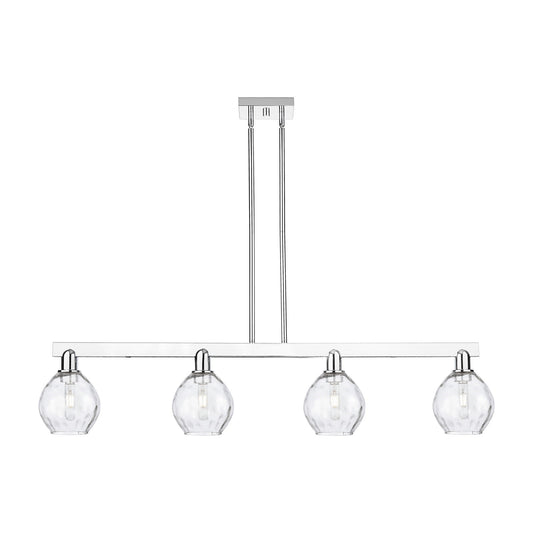 Innovations Waverly 49in 4-Light Island Light | Industrial Polished Chrome and Clear Glass | Kitchen Island & Dining Room | Model 716-4I-PC-G362