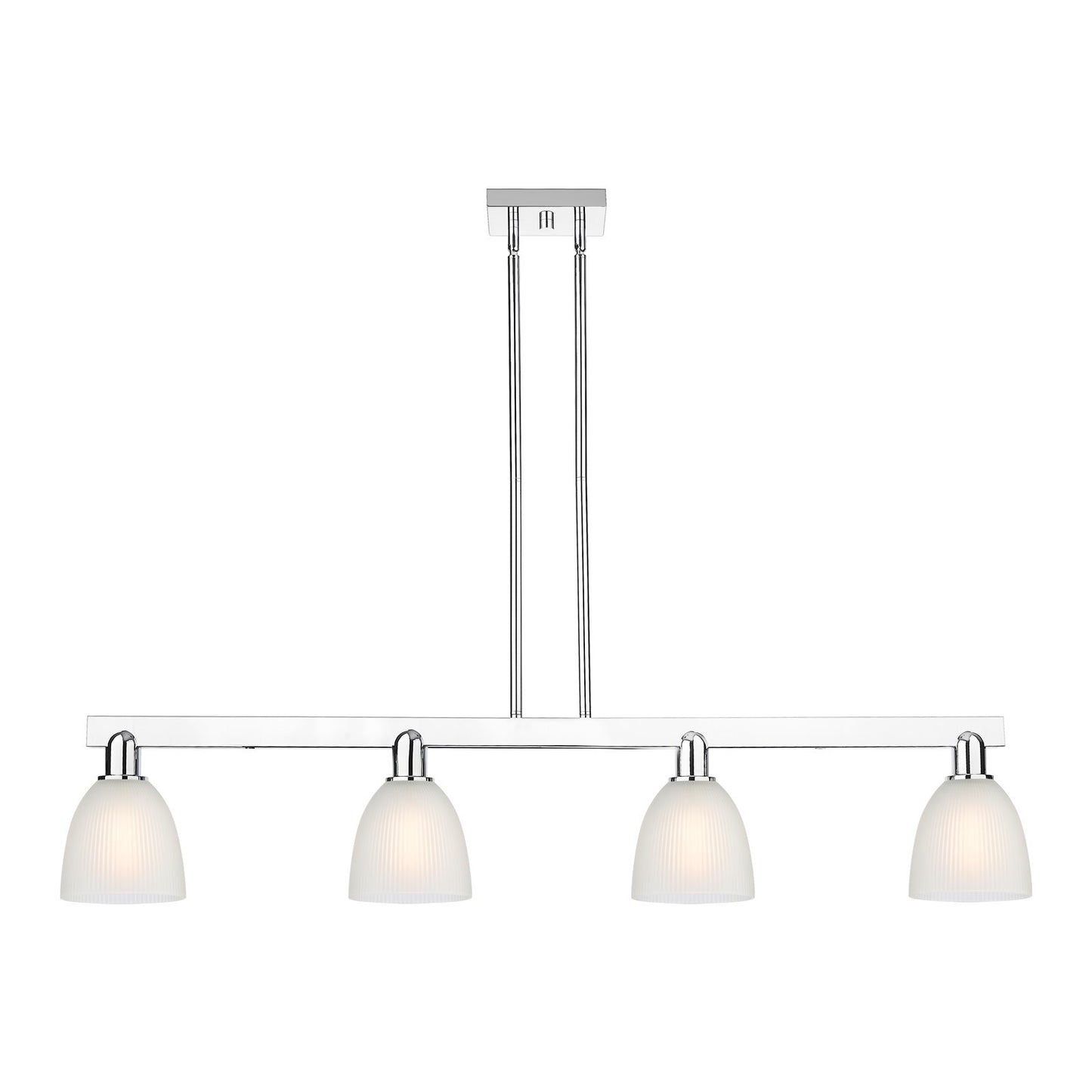 Innovations Castile 49in 4-Light Island Light | Industrial Polished Chrome and White Glass | Kitchen Island & Dining Room | Model 716-4I-PC-G381