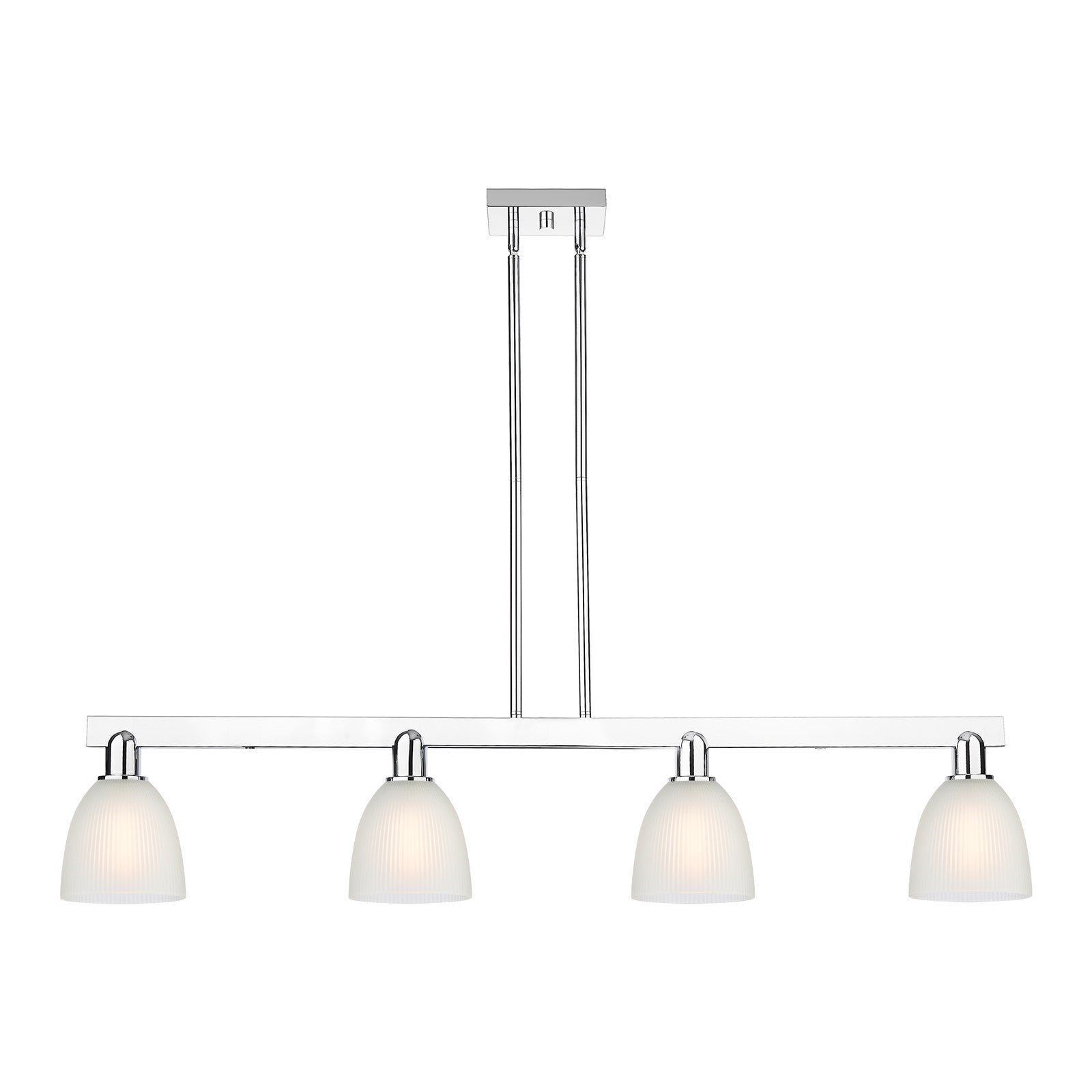 Innovations Castile 49in 4-Light Island Light | Industrial Polished Chrome and White Glass | Kitchen Island & Dining Room | Model 716-4I-PC-G381