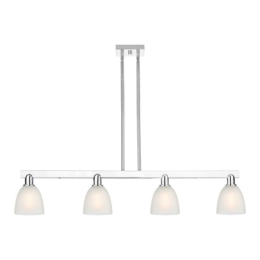 Innovations Castile 49in 4-Light Island Light | Industrial Polished Chrome and White Glass | Kitchen Island & Dining Room | Model 716-4I-PC-G381